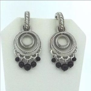 Judith Ripka earrings sterling silver and onyx